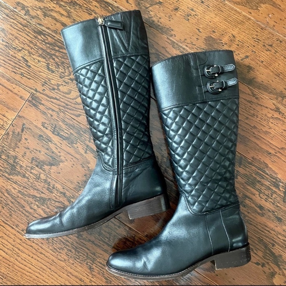 Burberry Quilted Leather Tall Riding Boots w/Zip